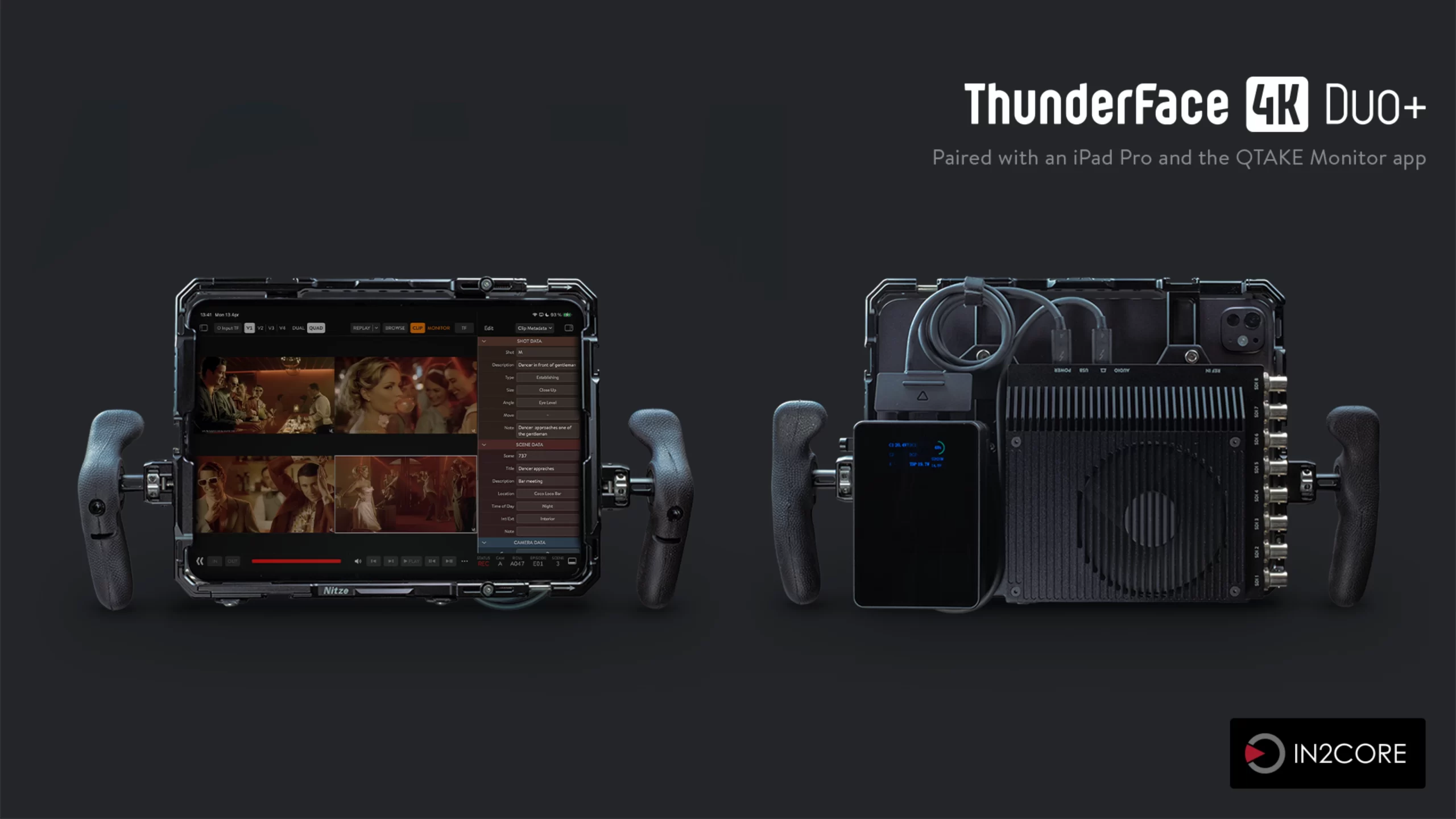 ThunderFace 4K Duo+ rigged with iPad Pro and QTAKE Monitor app